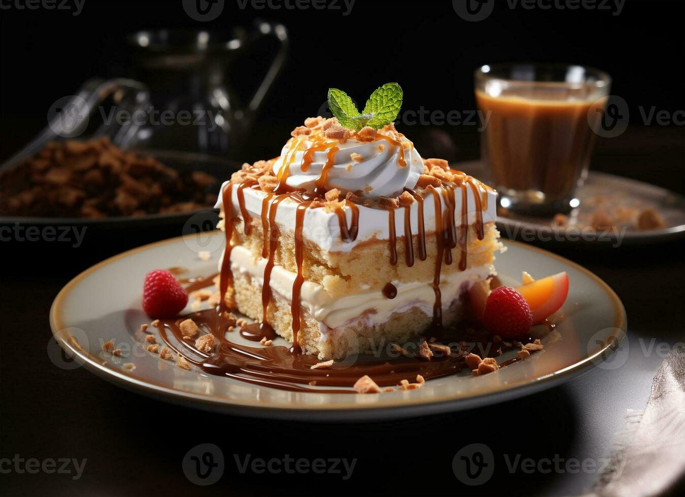 ai generato dolce gustoso delizioso crema torta foto