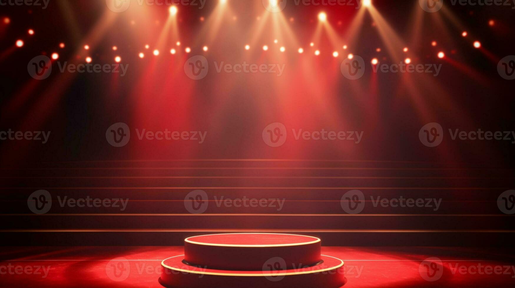 vuoto palcoscenico di il Teatro e teatrale serenità, rosso palcoscenico luce. ai generativo foto