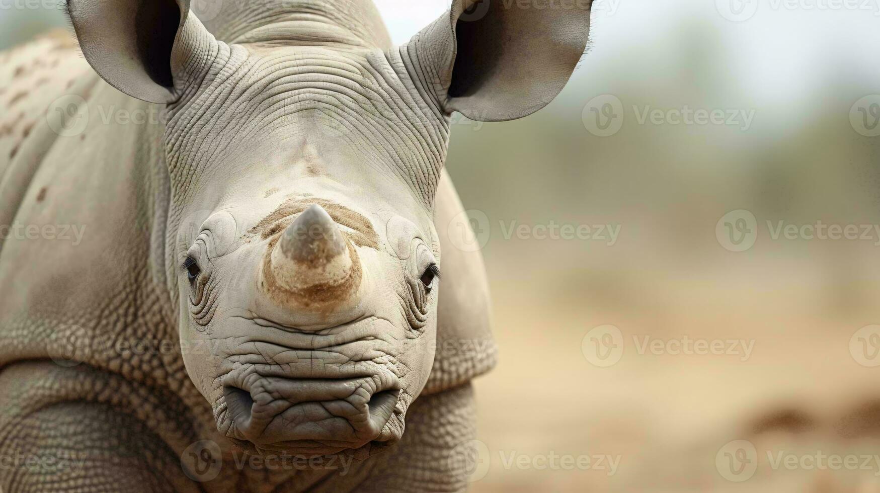 un' vicino su di un' rinoceronte ai generato foto