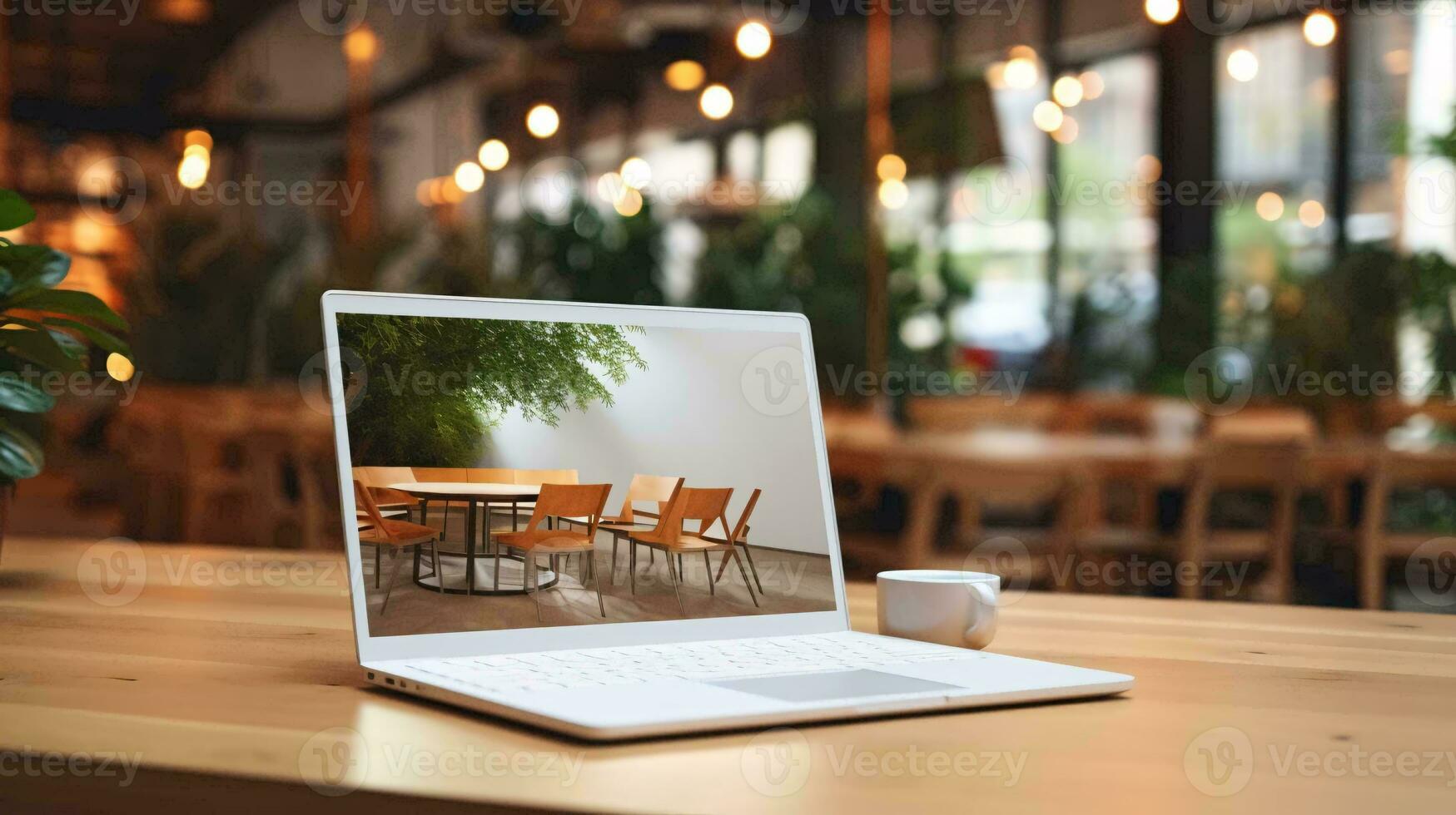 un' il computer portatile su un' tavolo ai generato foto