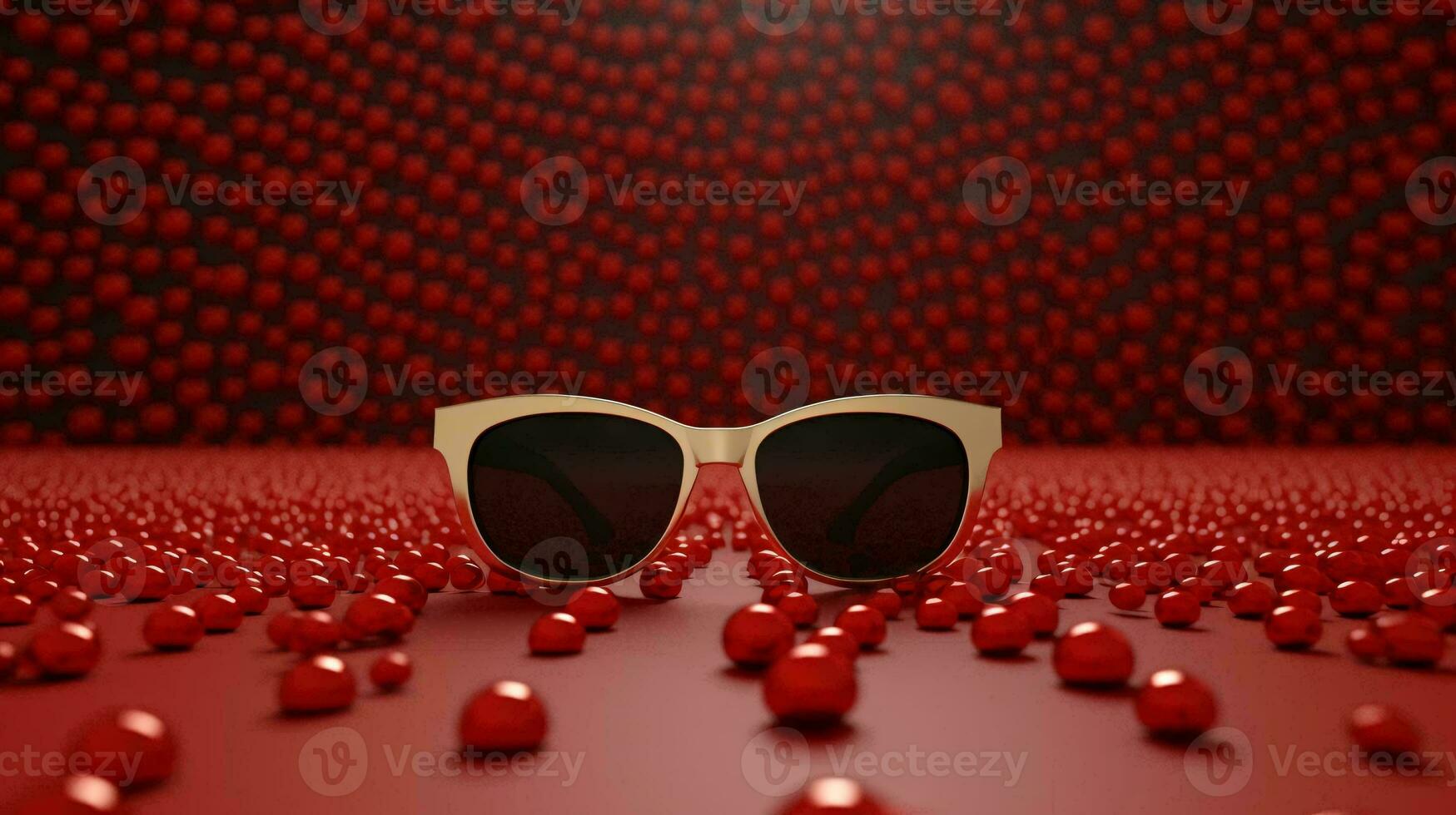 occhiali da sole su un' rosso superficie ai generato foto