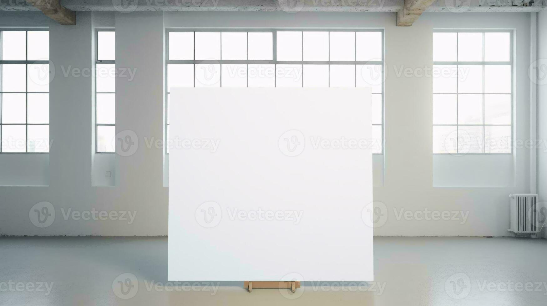 un' bianca camera con un' bianca tavola ai generato foto