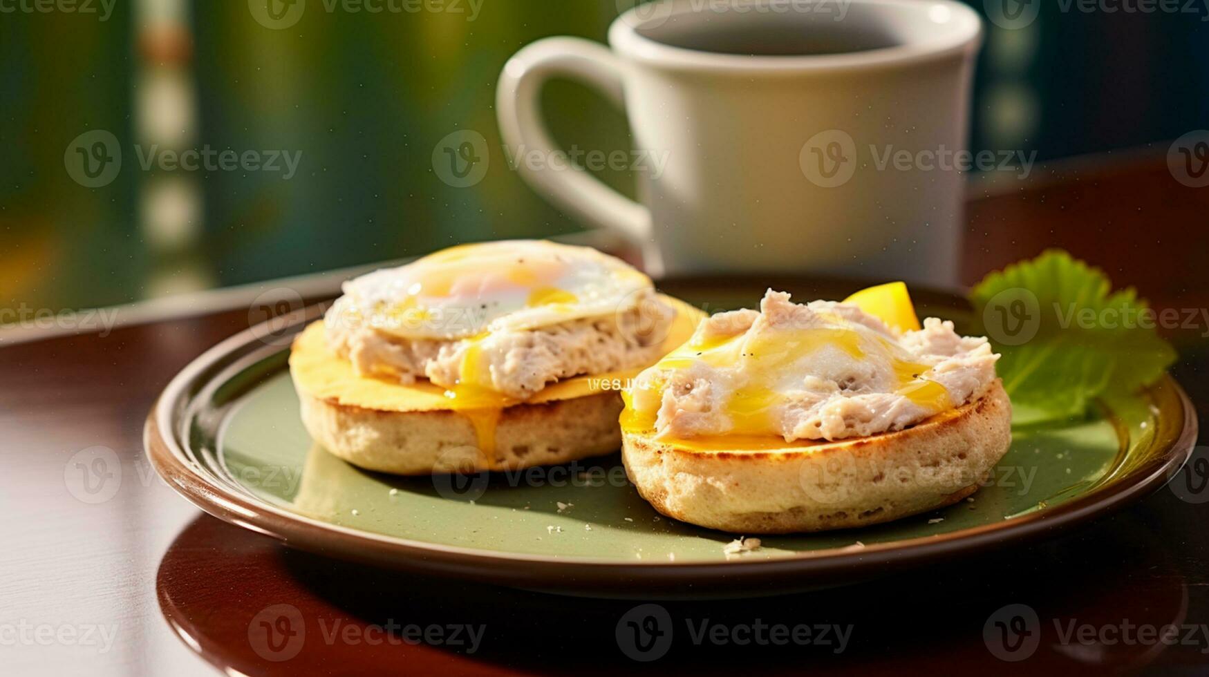 ai generativo di un' tonno fusione inglese focaccina, un' caldo focaccina sormontato con saporito tonno insalata e fuso formaggio, un' delizioso, salato combinazione. foto