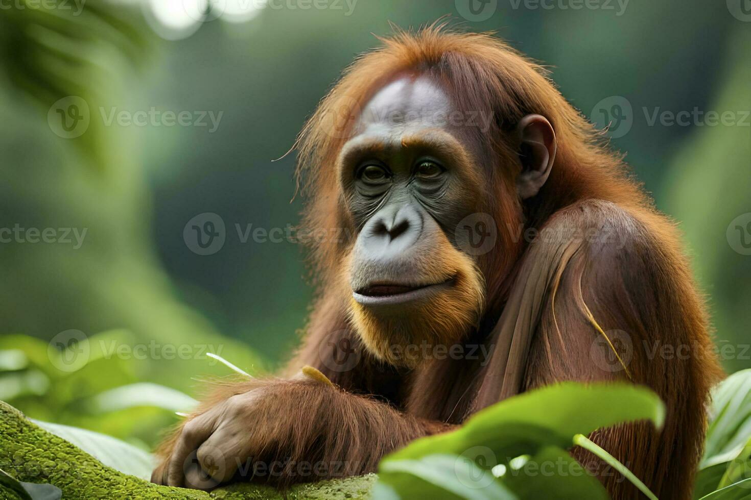 ai generativo di orangutan è sotto il in via di estinzione specie foto