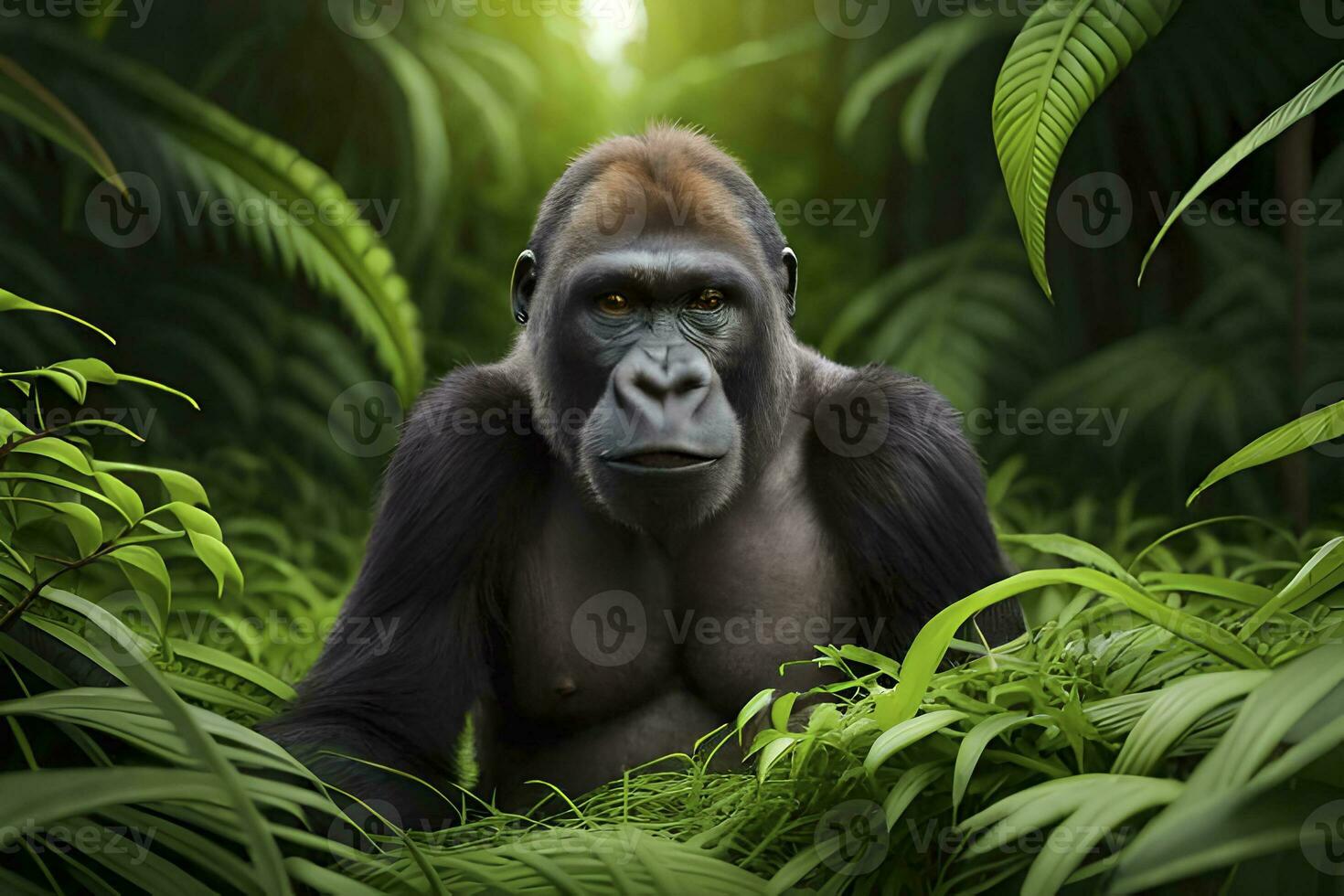 ai generativo di gorilla è sotto il in via di estinzione specie foto