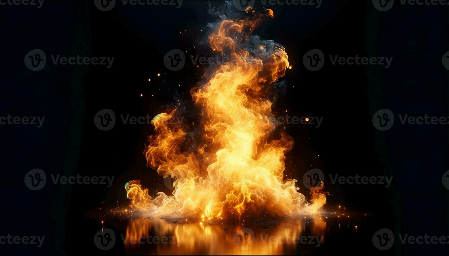 fuoco fiamma effetto illustrazione fuoco di bivacco su nero sfondo, ai generato foto