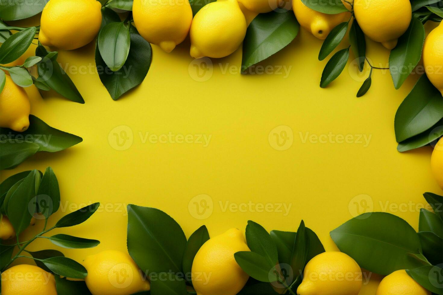 Limone montatura minimalismo, morbido giallo sfondo, e vivace agrume toccare ai generato foto