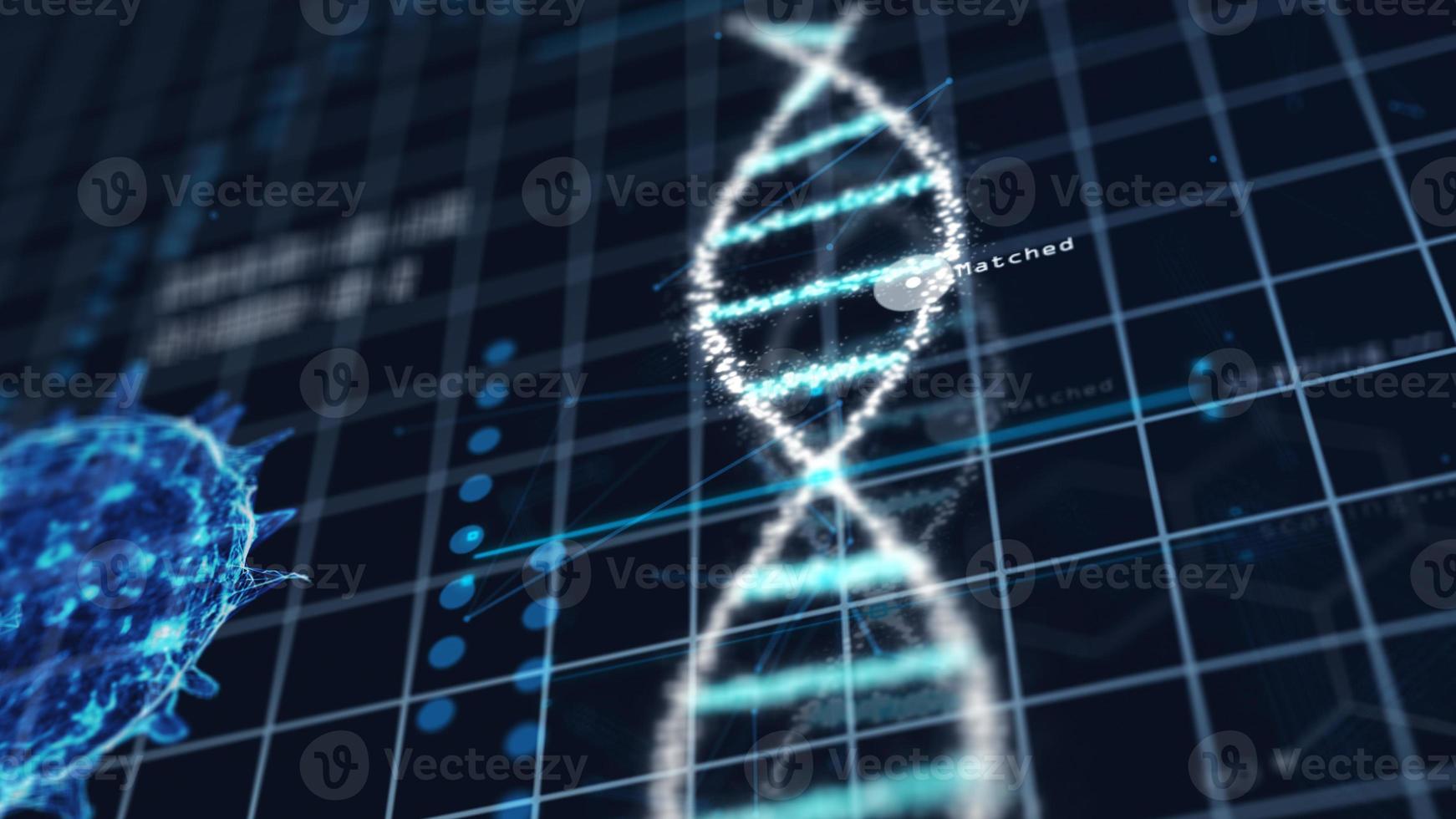 cromosoma del DNA a spirale di tecnologia medica nel laboratorio di analisi dei virus foto