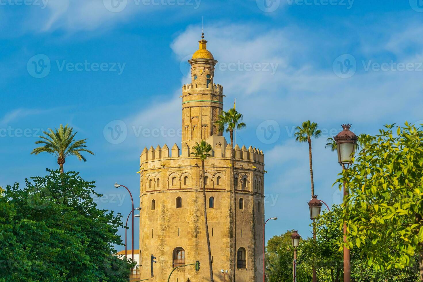 Visualizza di d'oro Torre o torre del oro di siviglia, andalusia, Spagna foto