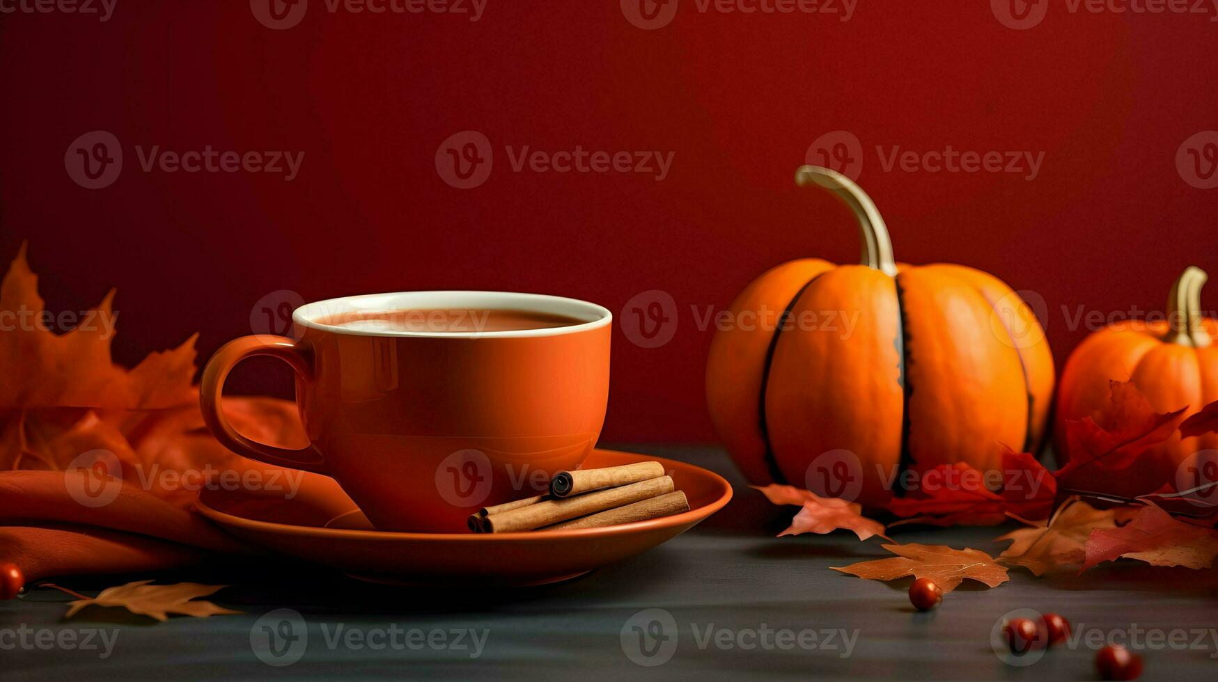 zucca Spezia tazza di tè azione foto, accogliente l'ora del tè autunno bere, generativo ai foto