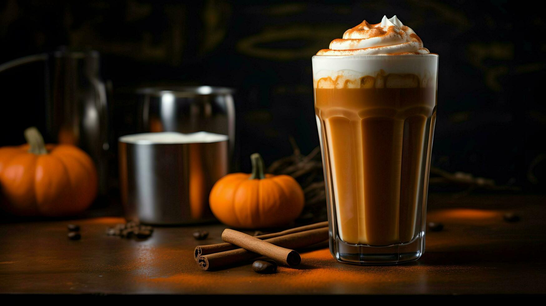 zucca Spezia latte macchiato, ghiacciato caffè sfondo foto, generativo ai foto