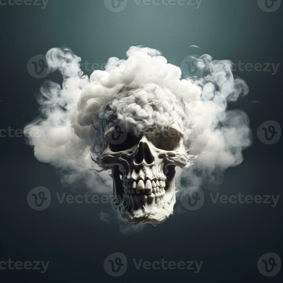 ai generativo cranio fatto di Fumo. Halloween, orrore foto
