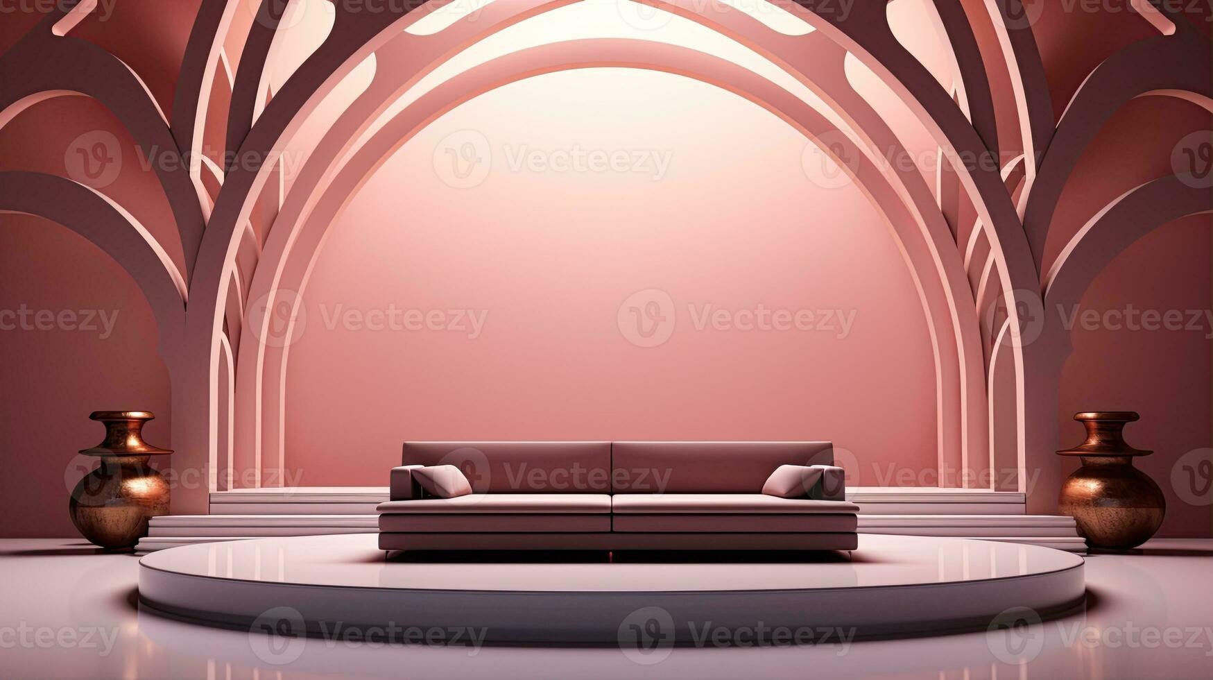 podio sfondo nel Ramadan vacanza minimalismo stile . orientale Arabo design con occhiali da sole di beige colori. ai generativo foto