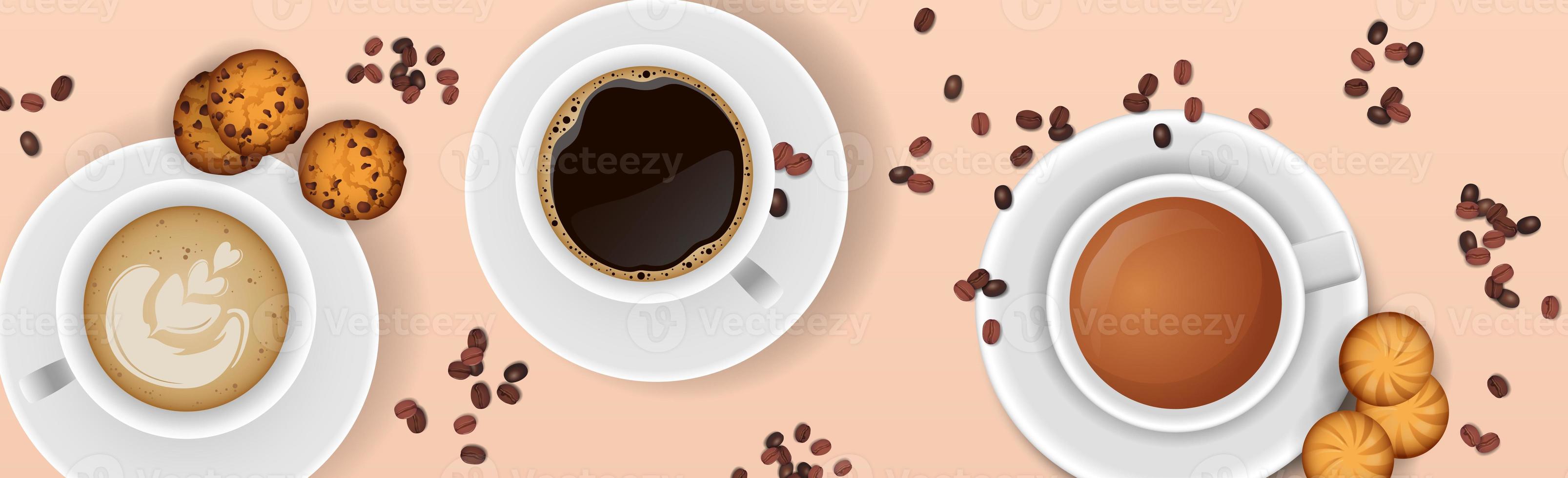 sfondo di caffè con una tazza di caffè realistica foto