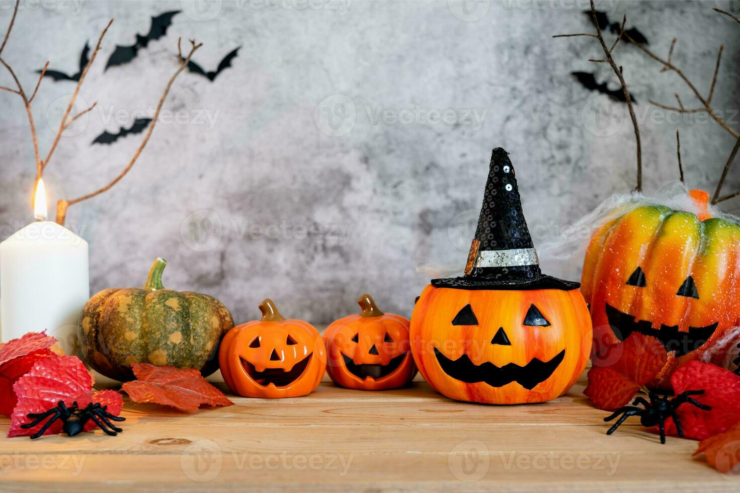 misterioso antropomorfo zucca intaglio decorazione foto