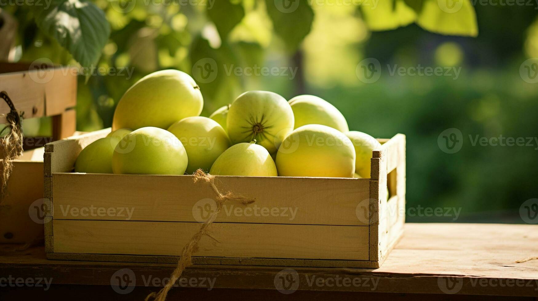 appena raccolto melata frutta a partire dal giardino posto nel il scatole. generativo ai foto