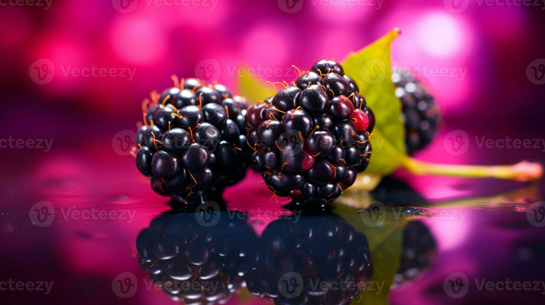 foto di marionberry frutta metà contro un' colorato astratto sfondo. generativo ai