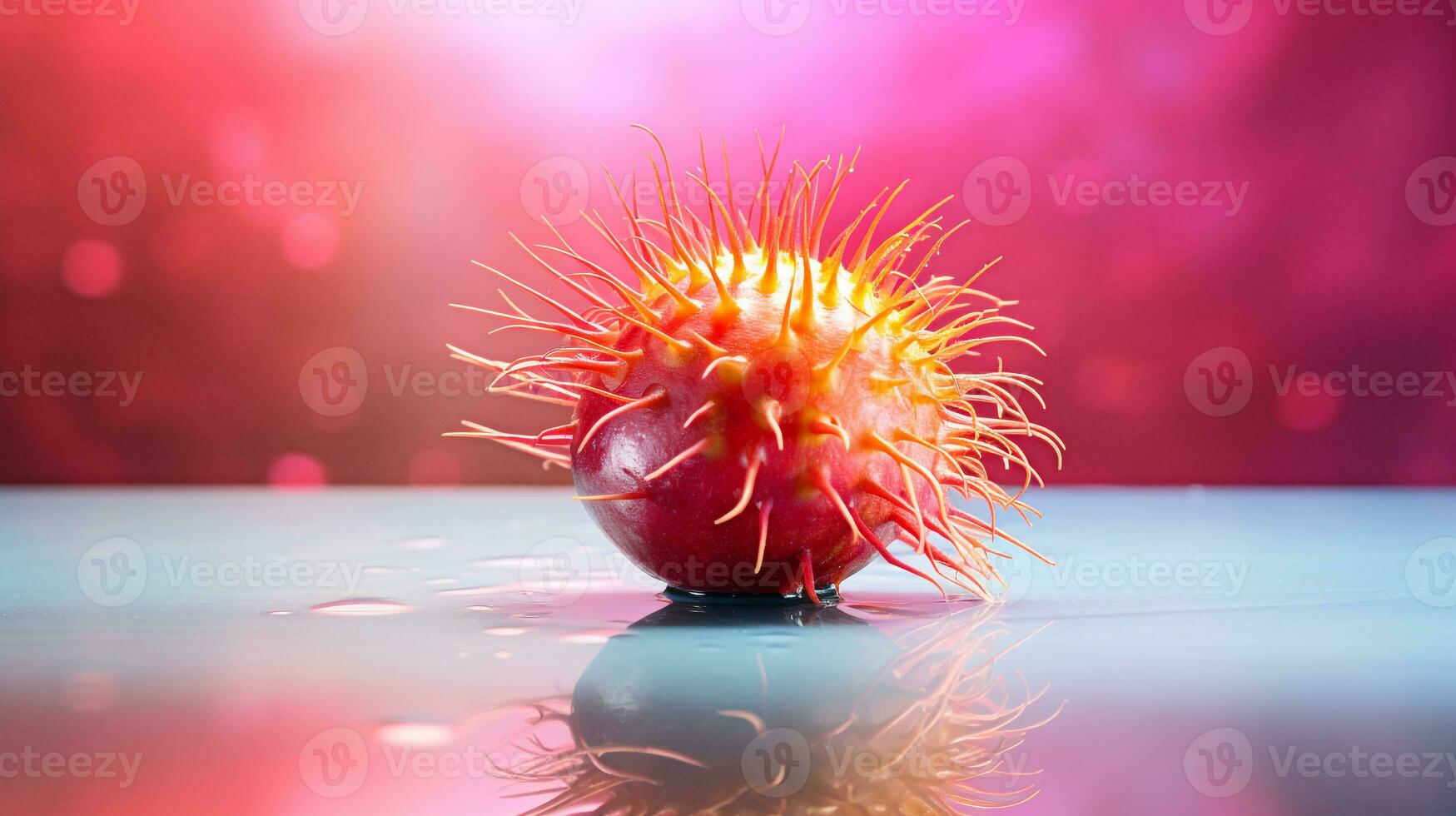 foto di rambutan frutta metà contro un' colorato astratto sfondo. generativo ai