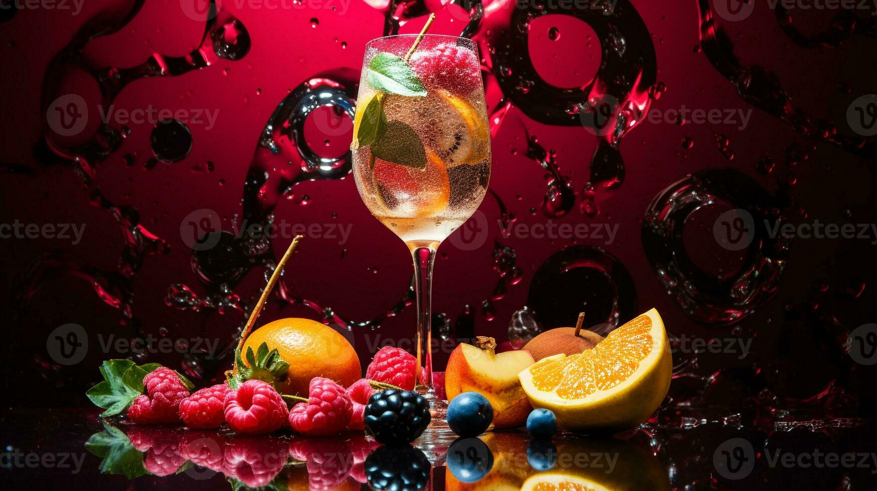 foto di Champagne frutta metà contro un' colorato astratto sfondo. generativo ai