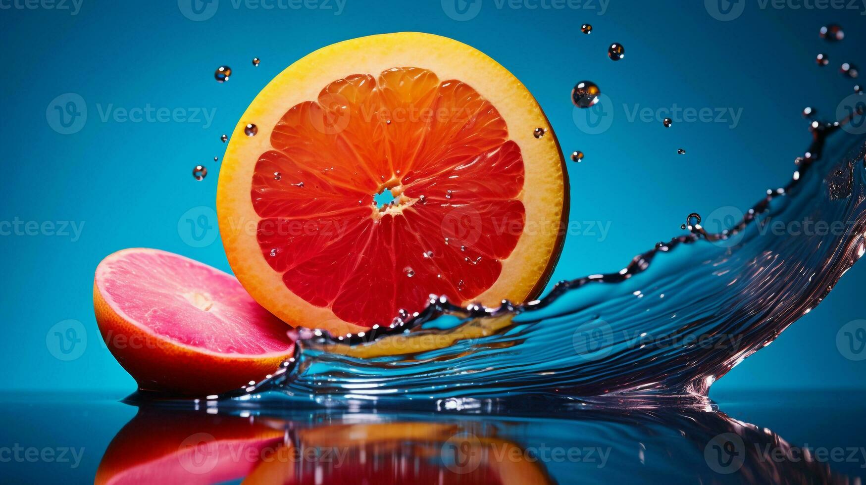 foto di enau frutta metà contro un' colorato astratto sfondo. generativo ai