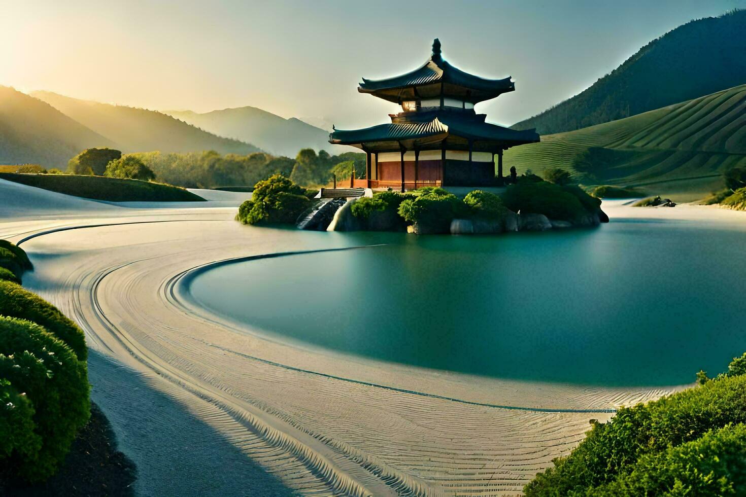 il tempio di il Budda nel il montagne. ai-generato foto