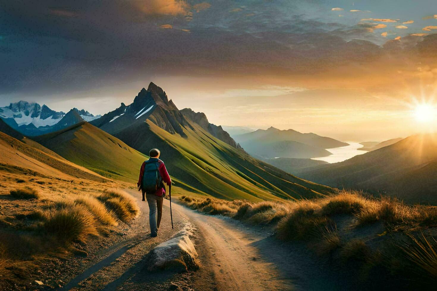 il strada per il montagne. ai-generato foto