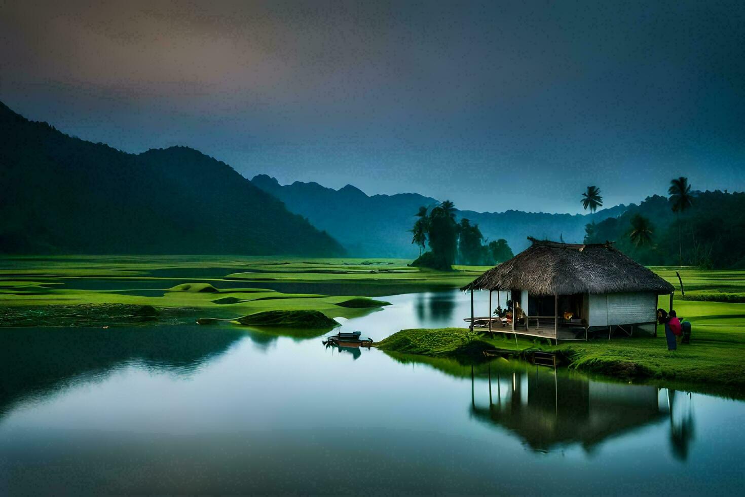 il Casa su il acqua. ai-generato foto