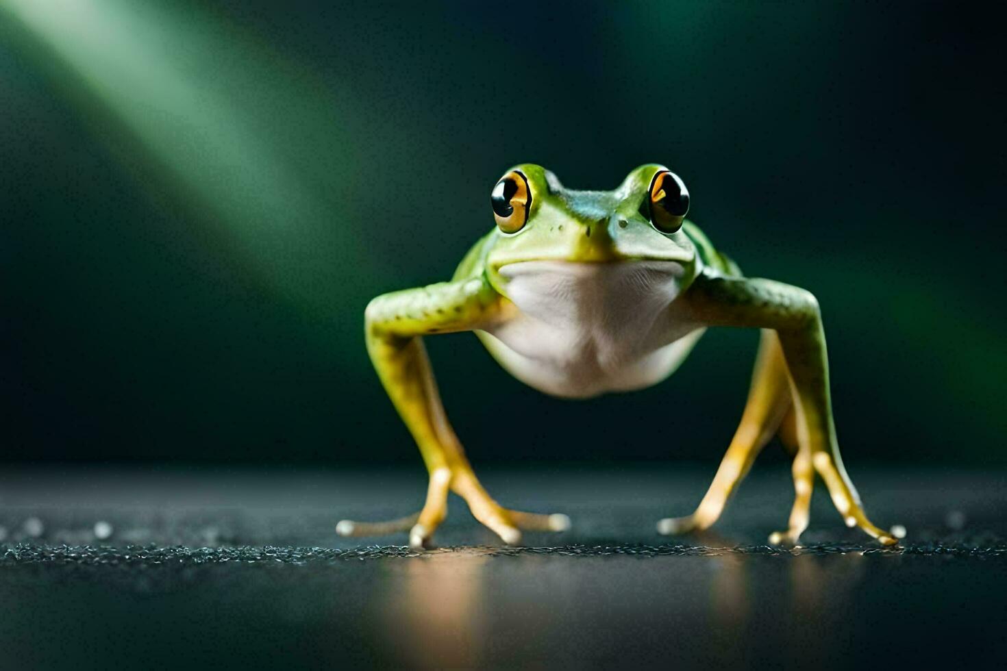 un' rana è in piedi su suo posteriore gambe. ai-generato foto