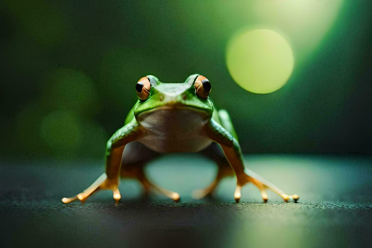 un' rana è in piedi su suo posteriore gambe. ai-generato foto