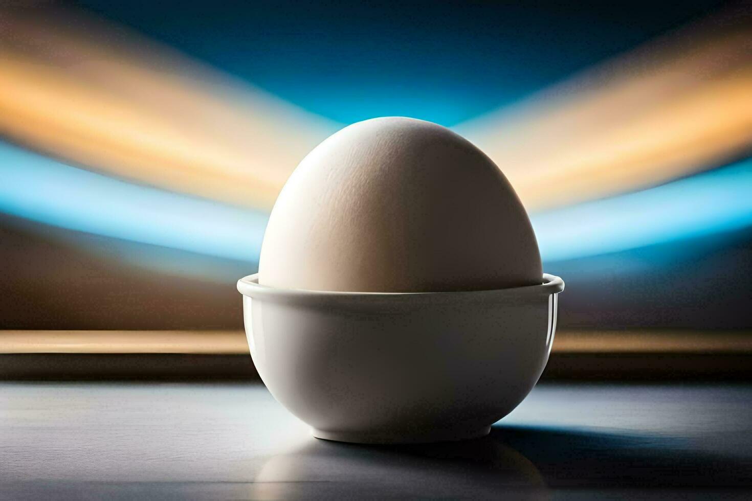 un uovo nel un' tazza su un' tavolo. ai-generato foto