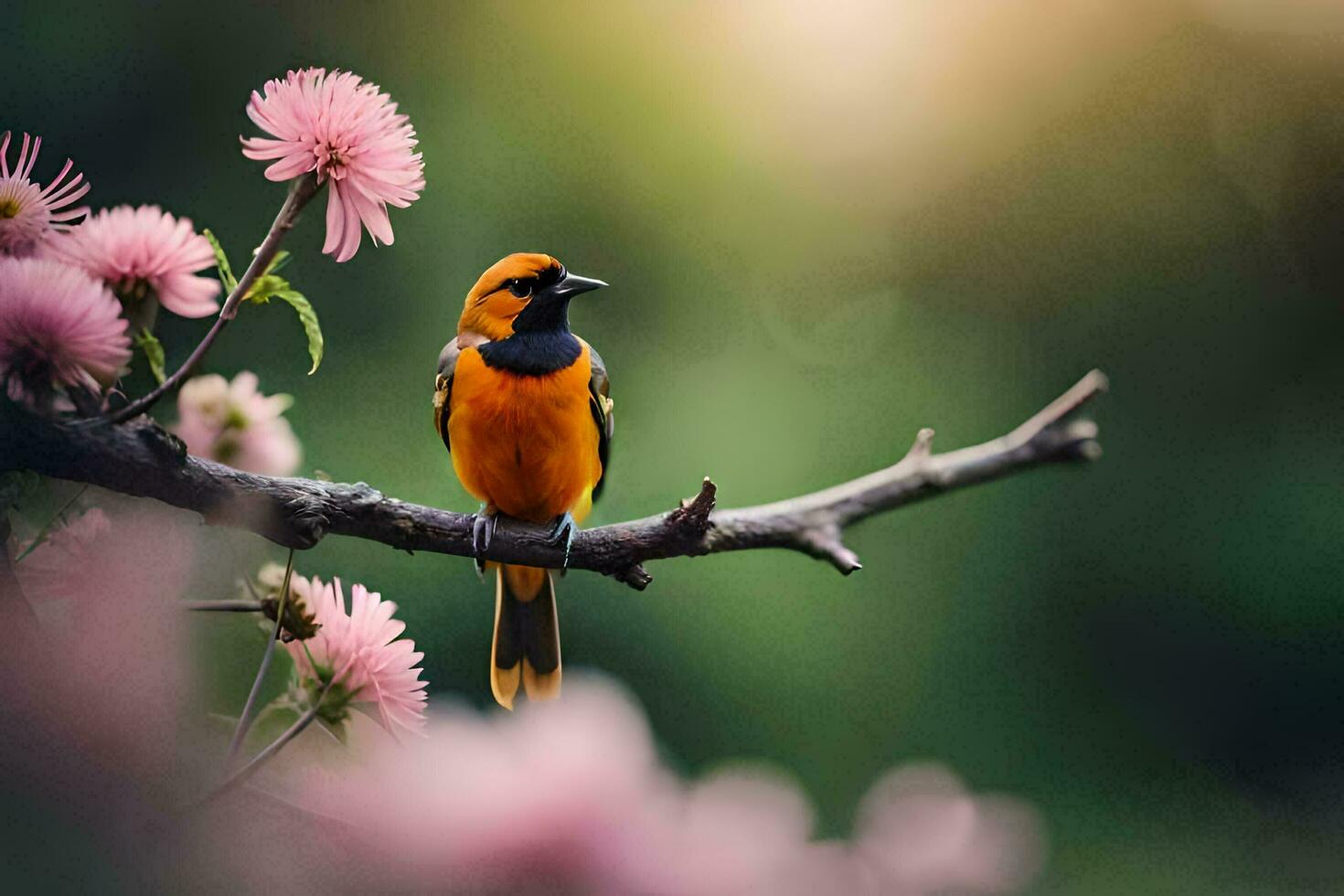 foto sfondo il uccello, fiori, natura, molla, natura, uccelli, molla, natura,. ai-generato