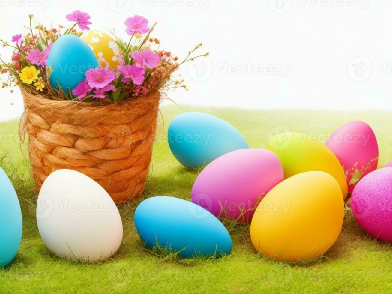 contento Pasqua colorato uova ai generativo foto