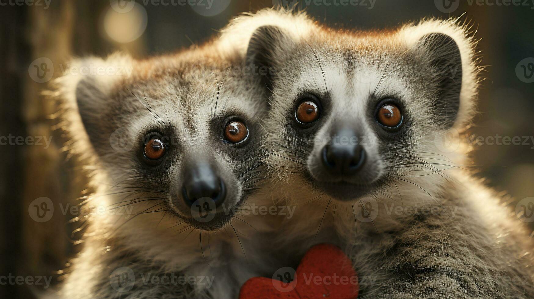 foto di da sciogliere il cuore Due lemuri con un enfasi su espressione di amore. generativo ai