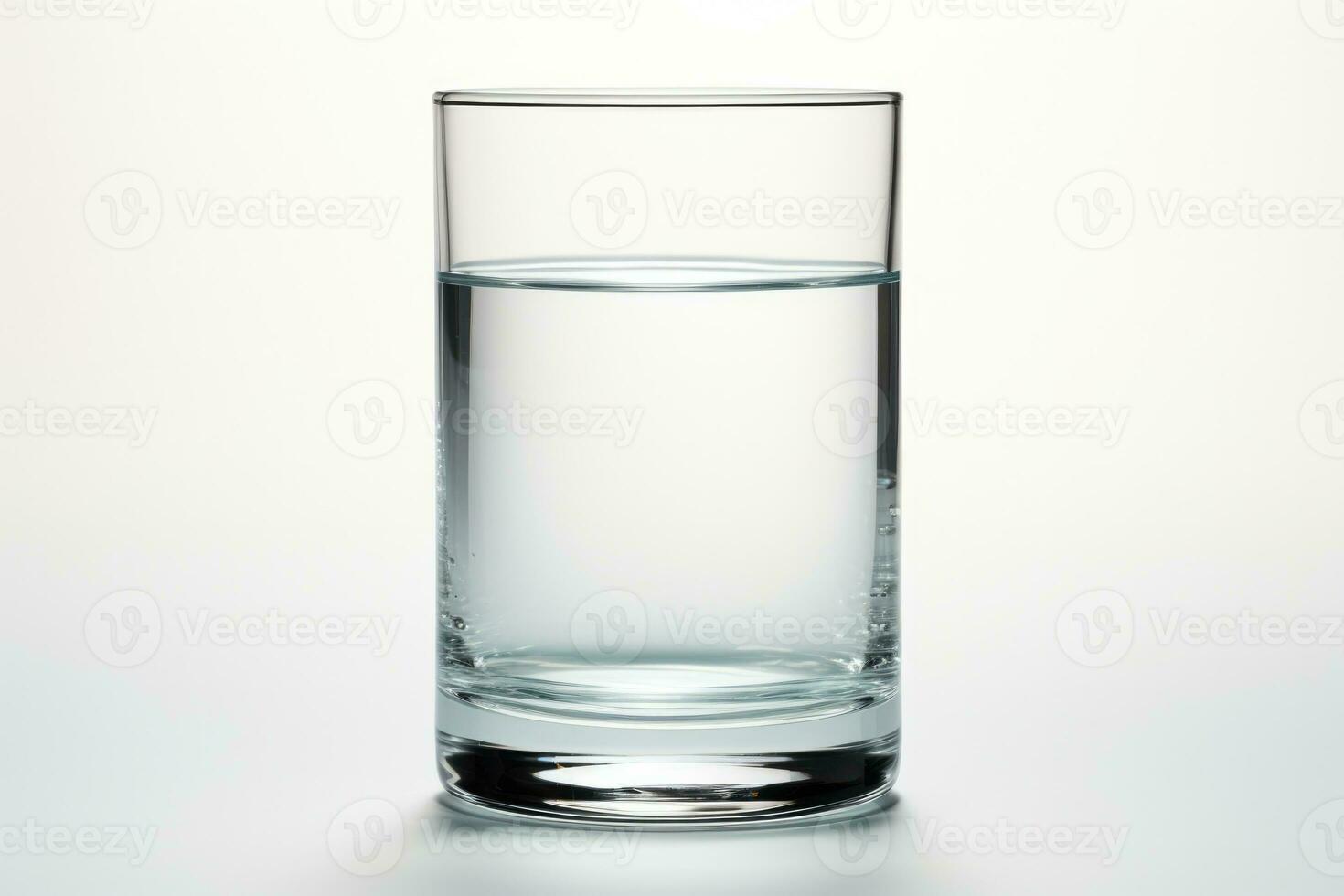un' chiaro bicchiere con fresco acqua simbolo di minimalismo isolato su un' bianca pendenza sfondo foto