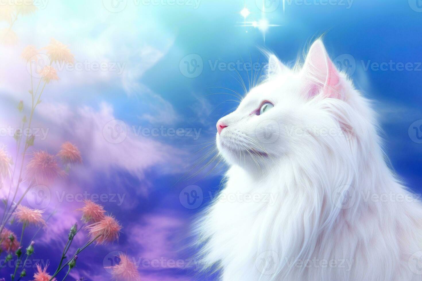 avvicinamento di carino gatto guardando a qualcosa con bellissimo bokeh sfondo, generativo ai foto