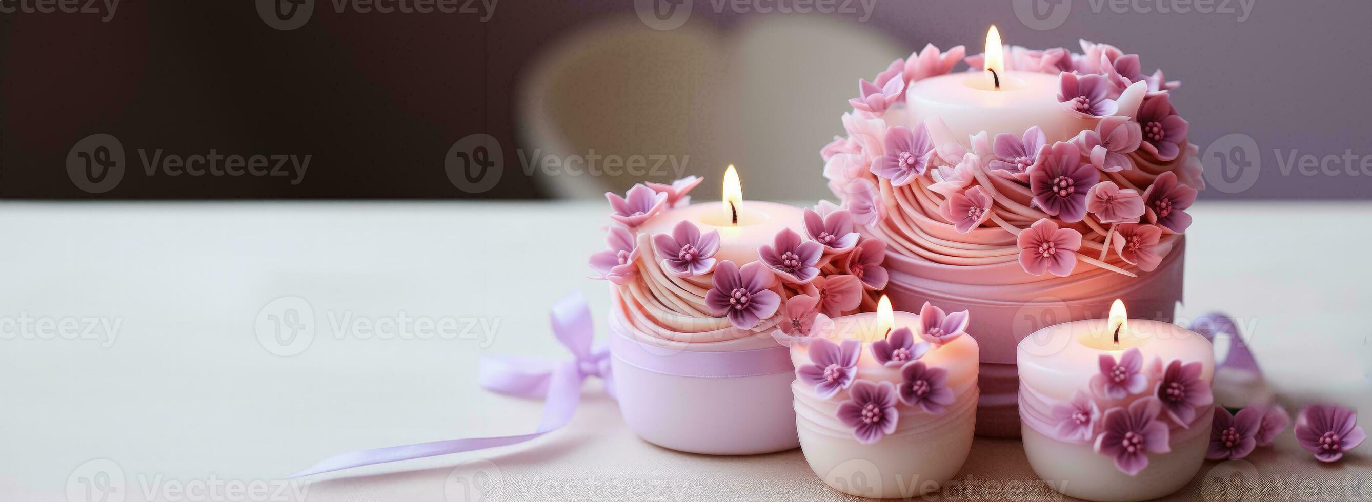 lavorazione madri giorno candele con tenero amore e decorativo fiori foto