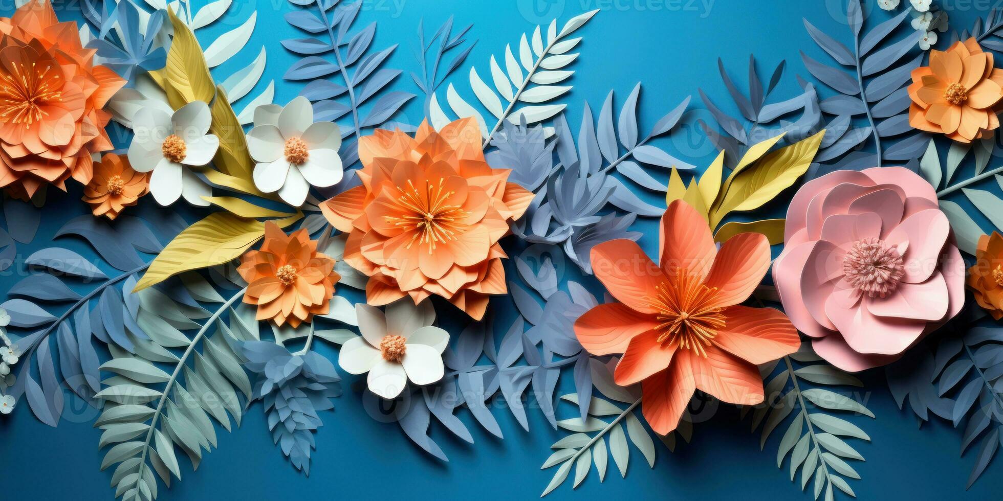 colorato carta fiori e le foglie. ai generativo. foto