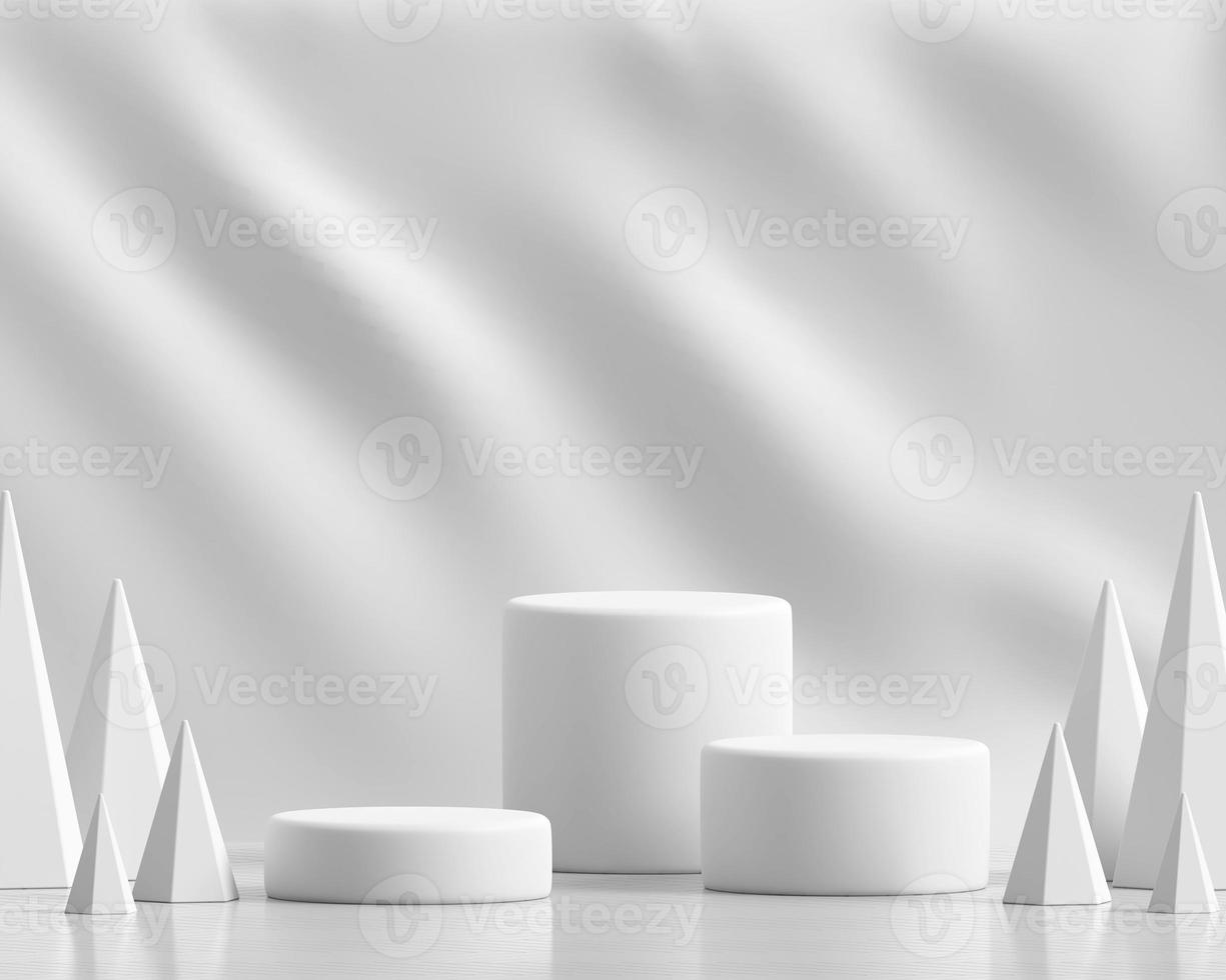 piattaforma astratta del podio bianco per il rendering 3d della vetrina del prodotto foto
