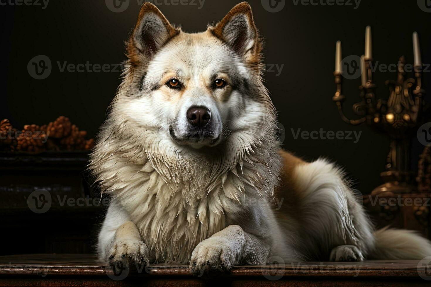 ritratto di un americano akita su un' buio sfondo, naturale luce, studio sfondo, vicino su, ritagliata foto. ai arte foto