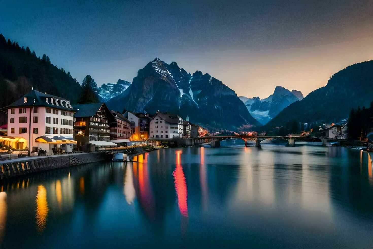 il bellissimo cittadina di altenburg nel Svizzera a crepuscolo. ai-generato foto