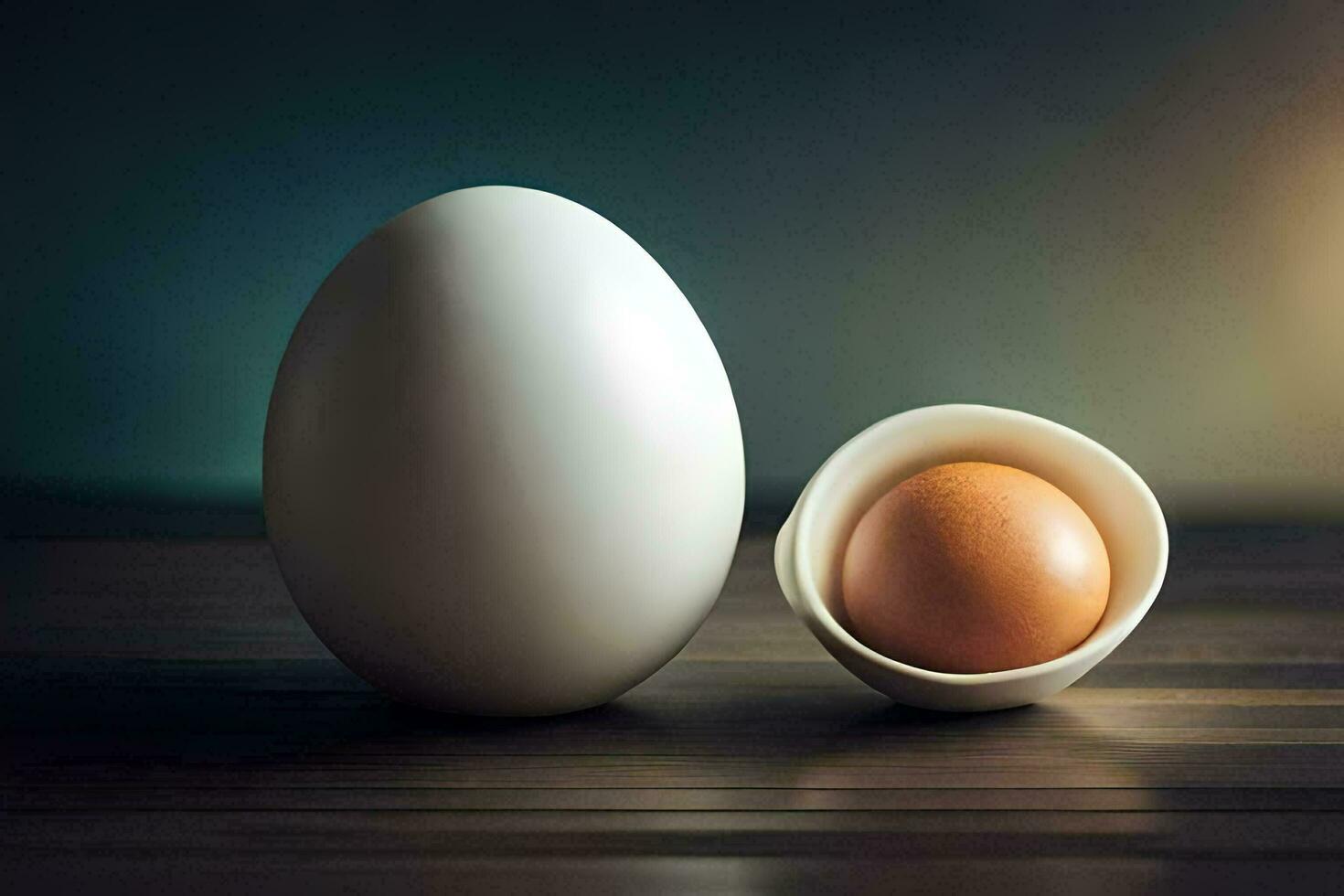 un uovo e un' metà guscio. ai-generato foto