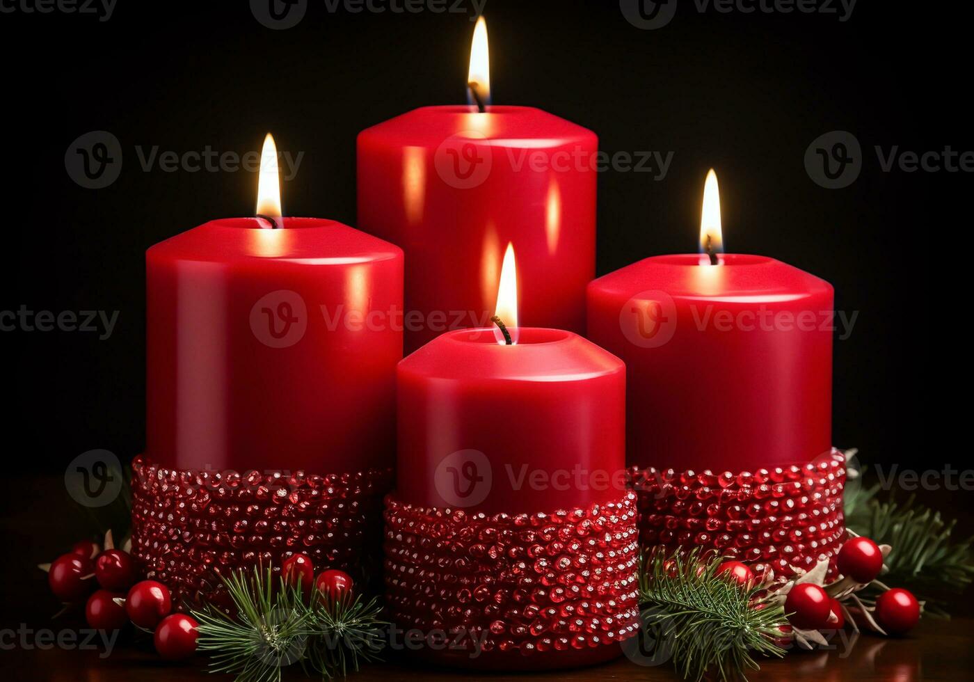 Natale decorazione con bellissimo decorato illuminato candele. ai generato foto