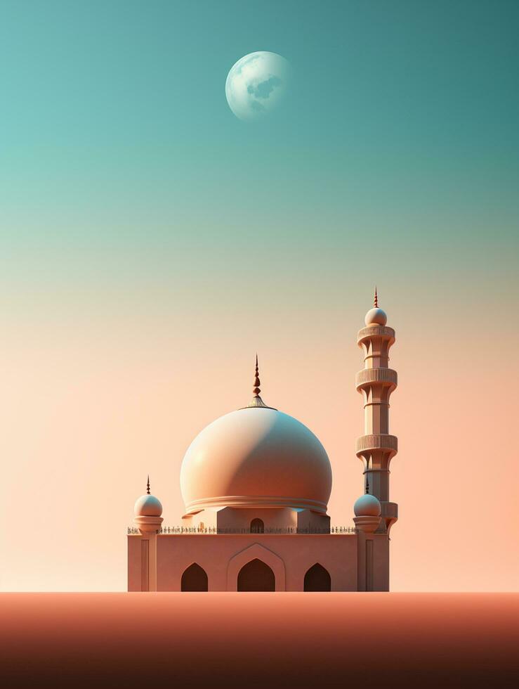 islamico eid mubarak saluto carta con islamico sfondo ai generato foto