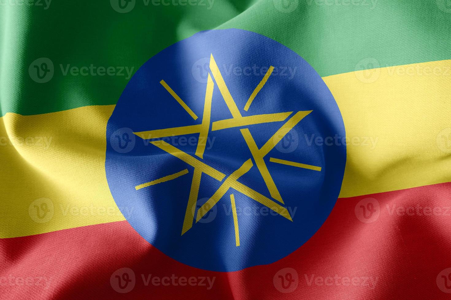 3D rendering illustrazione bandiera del primo piano dell'Etiopia foto