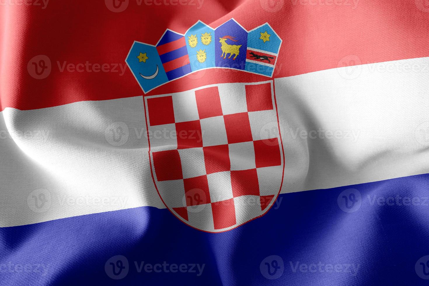 illustrazione di rendering 3D bandiera del primo piano della Croazia. foto