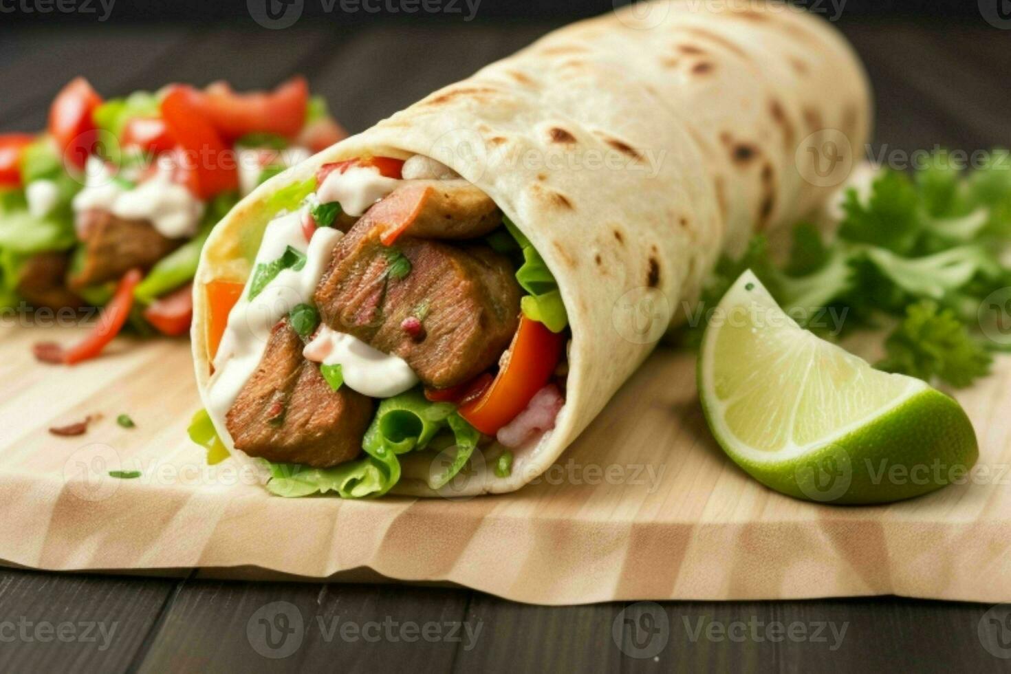 kebab shawarma rotolo avvolgere. ai generativo professionista foto