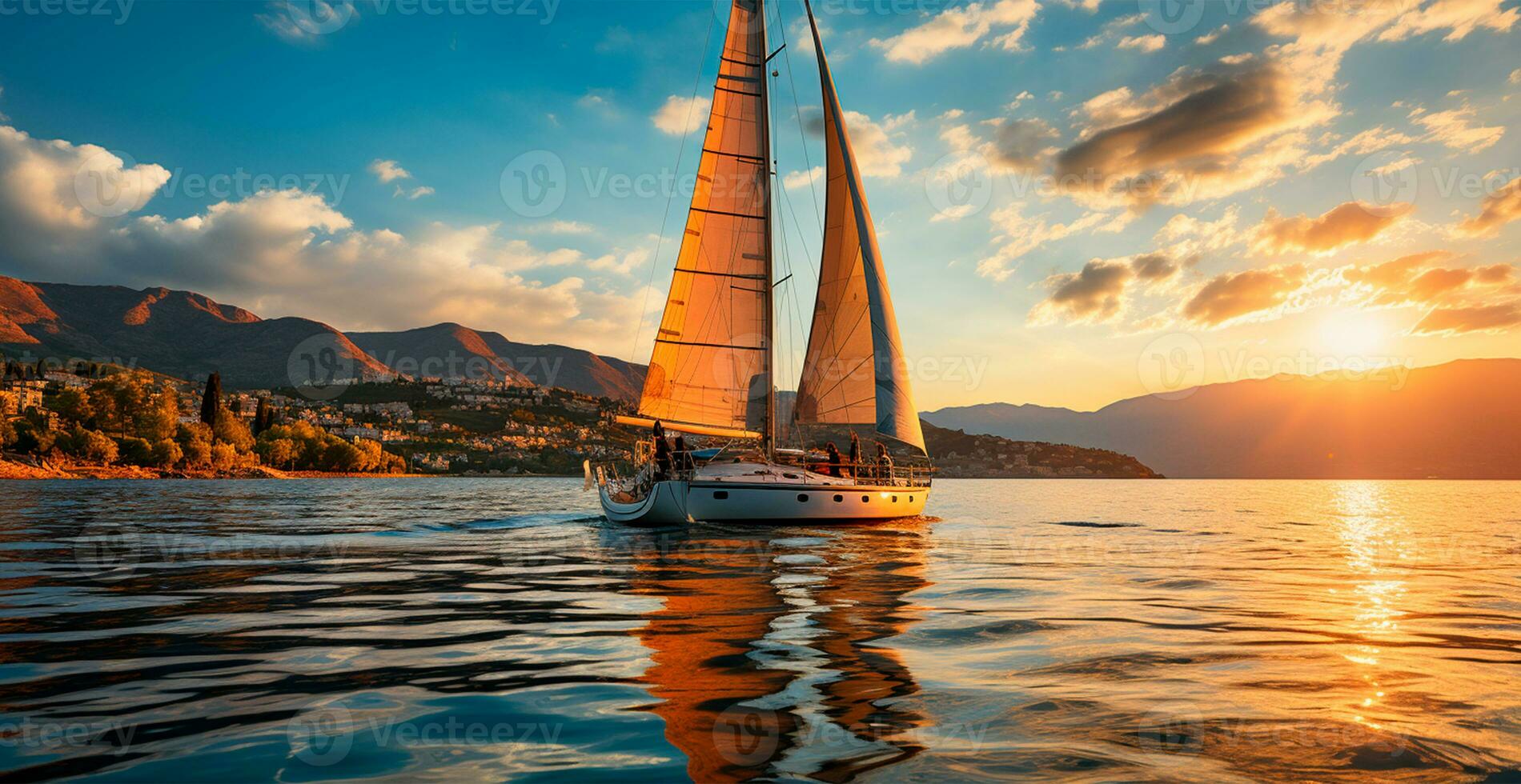 moderno yacht andare in barca su il mare, andare in barca yacht - ai generato Immagine foto