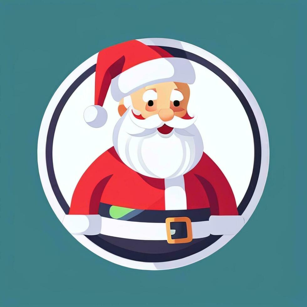 ai generato Santa Claus clip arte icona etichetta Natale decorazione semplice sfondo foto