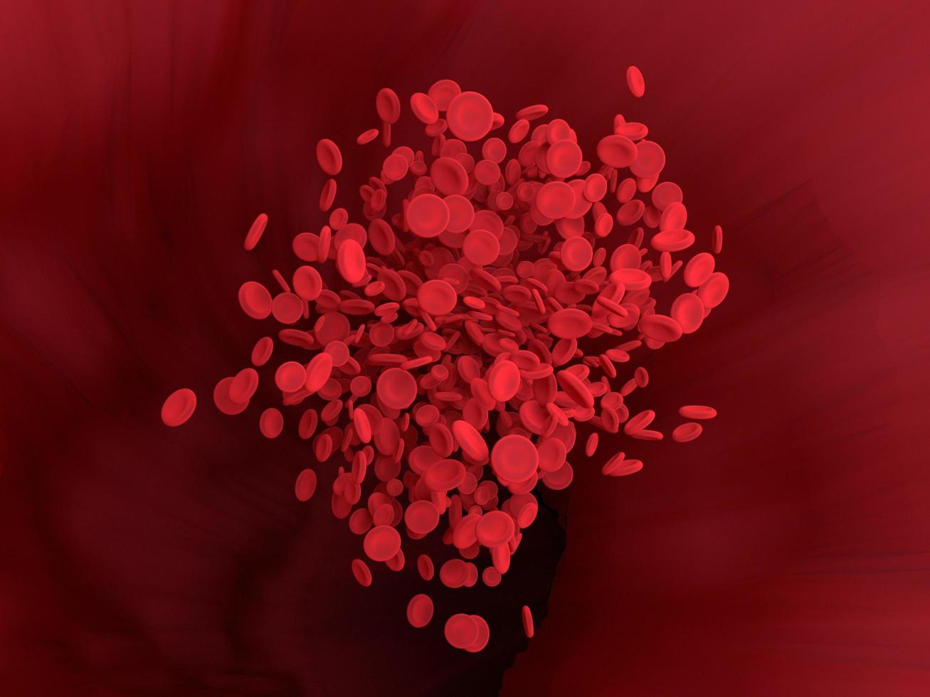 il globulo rosso scorre nel vaso sanguigno del corpo. rendering 3D. foto