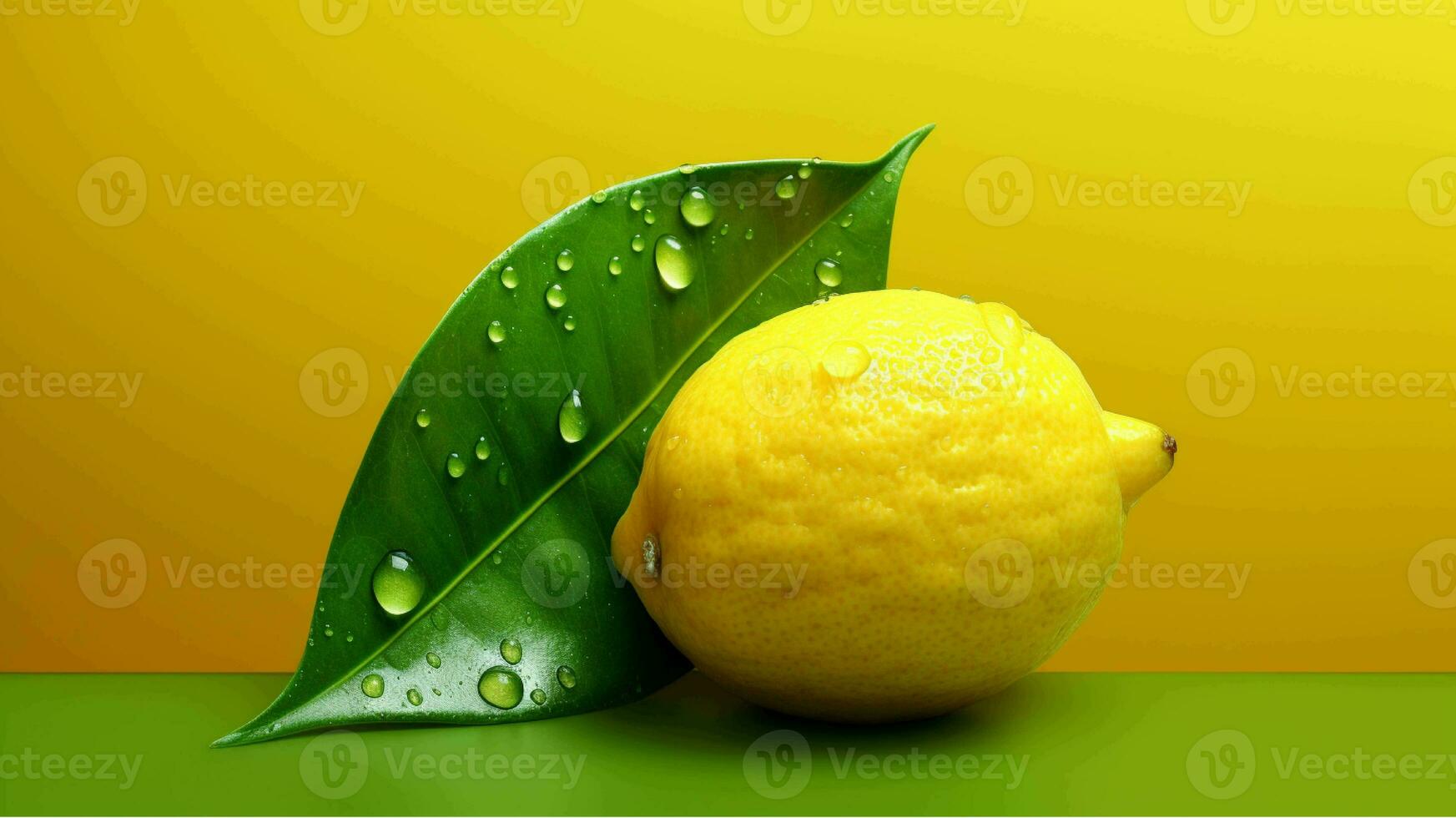 limoni siamo spruzzi nel acqua su un' giallo sfondo generato con ai foto